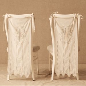 BHLDN Mr. and Mrs. Eyelet chair covers